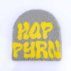 Bonnet tricoté en mohair chaud pour l'hiver, motif lettres, style Y2K, faible MOQ - Product Image 1