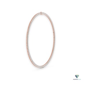 Collier tennis de mariée en diamant de laboratoire taille émeraude |   24.06 CT Or rose 14 carats - Product Image 6
