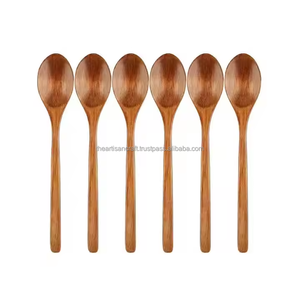 Cuillères en bois naturel écologiques de luxe personnalisées en gros par ARTISAN CRAFT pour soupe, café, salade, repas - Product Image 1