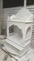 Temple Mandir moderne en marbre incrusté avec un motif panoramique pour la prière à domicile