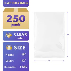 Paquete de bolsas de polietileno transparentes ultra gruesas de 6 mil 250 bolsas planas de 12x18 con parte superior abierta para almacenamiento multiusos Servicio de alimentos industriales Salud - Product Image 2