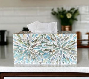 กล่องทิชชู่หอยมุกทำด้วยมือสุดหรูที่ใส่ผ้าเช็ดปากกันน้ำได้สำหรับตกแต่งโต๊ะงานฝีมือ - Product Image 4