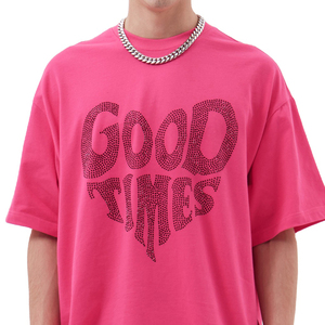 เสื้อยืดผู้ชายประดับเพชรเทียม แฟชั่นสตรีทแวร์ แขนสั้น คอกลม ดีไซน์กราฟิกประดับเพชรเทียม สวมใส่สบายทุกวัน - Product Image 6