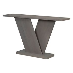Mesa Consola Clásica Versátil Mirod con Base en V y Chapa de Madera Natural para Exhibir Artículos Favoritos - Product Image 6