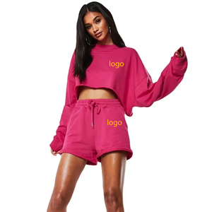 Women's 2 Piece Pink Cropped <b>Sweater</b> <b>Set</b> Casual Loose Fit Solid Color Knitted Shorts Outfit Spring Summer Wear - Product Image 1