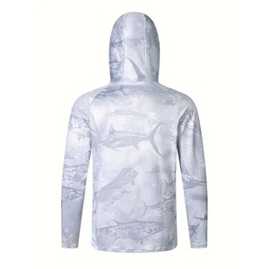 เสื้อฮู้ดดี้ตกปลาแขนยาวสำหรับผู้ชาย UPF 50 พิมพ์ลายแบบซับลิเมชั่น ป้องกันรังสียูวี ป้องกันแสงแดด สำหรับผู้ใหญ่ - Product Image 3