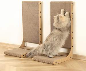 Lot de 2 griffoirs pour chat modernes et élégants, 25,6'' de hauteur, en bois, en forme de L, verticaux, à fixer au mur, pour l'intérieur - Product Image 1