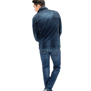 Chaqueta de trabajo de mezclilla para hombre, estilo vintage índigo, con múltiples bolsillos, sobrecamisa de mezclilla cruda, chaqueta de trabajo resistente. - Product Image 2