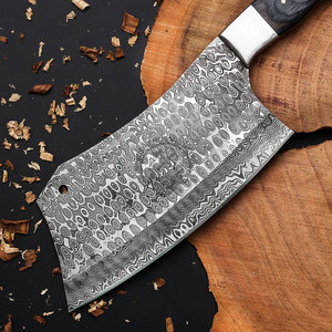 Couteau de cuisine de chef en acier Damas forgé à la main, lame de 7 pouces en forme de goutte de pluie, avec manche en bois, ambidextre, durable, tranchant comme un rasoir, pour la viande - Product Image 2