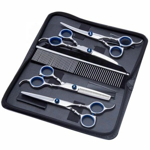 Ensemble de ciseaux de toilettage pour animaux de compagnie, légers et confortables, les plus populaires, pour coupe droite et effilage, personnalisables - Product Image 1