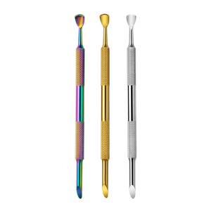 Pedicure Manicure Tools Nail <b>File</b> Dead Skin Push Cuticle Remover Nail Pusher Gold Stainless Steel Cuticle Pusher Nail Art - Product Image 2
