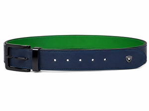 Ceinture réversible bleu-vert en cuir de vachette avec boucle ardillon argentée, design solide, style vintage, légère, durable, 40 pouces, moulage monobloc - Product Image 2