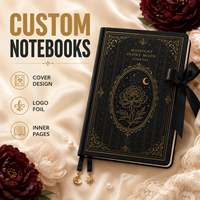 Carnet de notes LABON personnalisé « Pivoine de Minuit » avec couverture rigide noire et dorure à chaud – Journal esthétique de luxe – Papeterie en gros – Cadeau