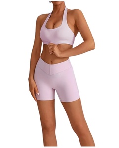 Sujetador de yoga sin costuras con cojín en el pecho Sujetador deportivo absorbente de golpes Levantamiento de cadera Pantalones cortos de entrenamiento Correr Gimnasio Fitness Set - Product Image 6