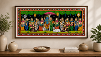 Peinture à la main Krishna RaasLeela Pattachitra, art indien traditionnel d'Orrissa, décoration murale pour salon intérieur