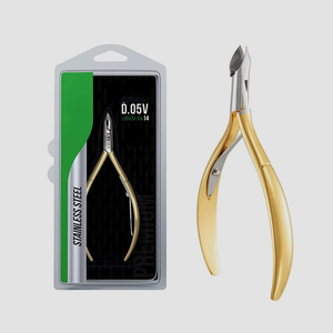 D-05V Alicates para Cutículas de Acero Inoxidable Alemán de 4 Pulgadas (14 mm) con Doble Recubrimiento de Titanio Dorado, Duraderos y Profesionales para Uñas de Bebé - Product Image 1