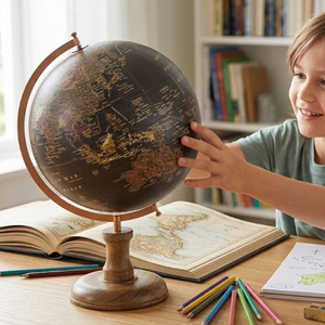 Escritorio Ejecutivo Moderno con Globo Terráqueo y Mapa Detallado |   Globo Terráqueo Educativo para Decoración de Oficina, Mesa de Estudio y Hogar - Product Image 3