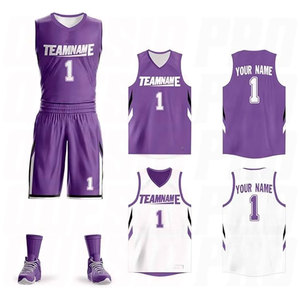 Maillot de basket sublimé violet et blanc, grande taille, respirant, sans manches, personnalisable - Product Image 1