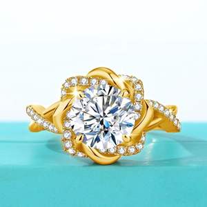 Anillo de Compromiso RITZIN con Moissanita de 3 Quilates, Estilo Elegante |   Plata de Ley 925 y Chapado en Oro Rosa |   Anillo de boda y de promesa para mujer - Product Image 4