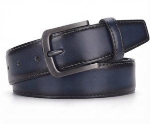 Cinturón Casual de Cuero Genuino Azul Marino con Hebilla Rectangular de Piel de Vacuno, Venta al por Mayor Directa de Fábrica, Personalizado, Novedad 2026 - Product Image 1