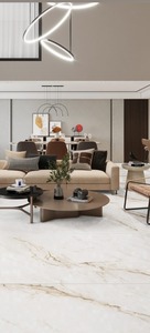 Baldosa de Porcelana de Gran Formato con Aspecto de Mármol Blanco de 1200x1800, Baldosa para Interiores con Efecto Piedra para Sala de Estar - Product Image 1