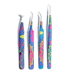 Juego de 4 Pinzas para Pestañas de Acero Inoxidable (Color Artístico) con Agarre de Diamante, Alta Calidad, Precisión, Antiestáticas, Logotipo Personalizado, Duraderas - Product Image 2