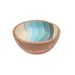 Bol à salade haut de gamme en bois naturel fait main avec impression émaillée décorative, bol de service rond, taille et forme personnalisables - Product Image 4