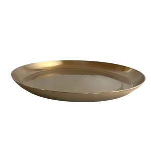 Service de table Kansa en laiton finition mate 12 pouces, écologique, avec incrustations dorées, pour repas traditionnels et usage quotidien - Product Image 4