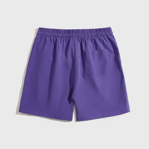 Men's Purple Solid Color Drawstring Bermuda <b>Shorts</b> Quick Dry Casual Mid Rise <b>Woven</b> Polyester <b>Shorts</b> - Product Image 2