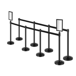 8 Pezzi Pali Divisori Retrattili in Acciaio al Carbonio Neri con Base Cava a Iniezione di Sabbia e Finitura Sabbiata - Product Image 4