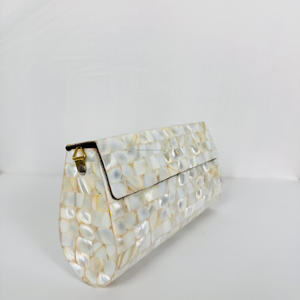 Bolso de mano con escultura de aluminio pulido chapado en oro antiguo moderno blanco Beige étnico boda Festival sobre Sling Crossbody - Product Image 3