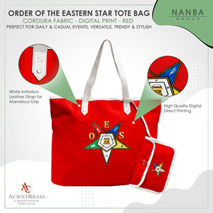 กระเป๋าโท้ทกันน้ำ OES Eastern Star Masonic สีแดงขาว พร้อมหูหิ้ว ซิปปิด ปักโลโก้ พร้อมกระเป๋าใบเล็กเข้าชุด แฟชั่นอุปกรณ์เสริมสำหรับการช้อปปิ้ง - Product Image 4