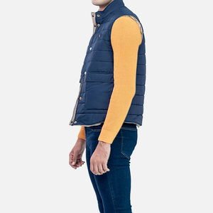 Men's Navy Canvas Quilted Puffer <b>Jacket</b> Stand Collar Zipper Closure Windproof Casual Winter Wear Slim Fit Sherpa Floral - Product Image 1