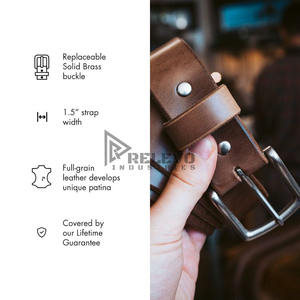 Ceintures en cuir vieilli vintage, ceintures décontractées en gros pour hommes, sangles en cuir de vachette personnalisées gaufrées, articles en cuir tendance B2B - Product Image 3