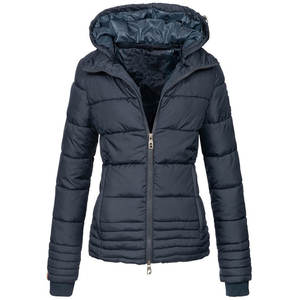 Veste matelassée à capuche pour femme avec cordon de serrage réglable, manteau matelassé oversize pour femme avec look streetwear - Product Image 1