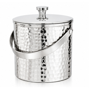 Gold Metal Ice <b>Bucket</b> with Bamboo Handle Double Walled Stainless Steel Wine Champagne Chiller Insulated <b>Drink</b> <b>Bucket</b> for Home - Product Image 2