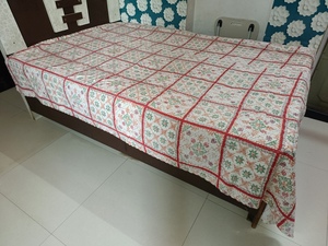 Floral Bird Print Bohemian King Modern All-Season Printed Denim Patchwork Handmade Cotton Filling Home Use <b>Quilt</b> <b>Bedspread</b> - Product Image 1