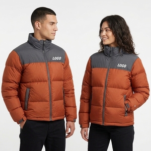 Custom Logo <b>Men's</b> Two-Tone Puffer <b>Jacket</b> Winter Thickened <b>Warm</b> Quilted Coat Streetwear Oversized Padded Windproof Bubble <b>Jacket</b> - Product Image 2