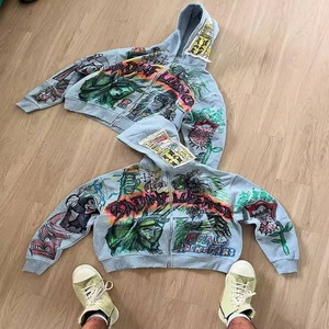 Conjunto de Sudadera con Capucha y Pantalones Cortos de Felpa 100% Algodón con Lavado Ácido Personalizado, Bordado Gráfico 3D, Estilo Urbano Hip Hop - Product Image 6
