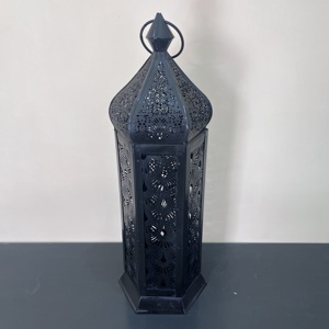 Artisan Design Handmade <b>Moroccan</b> Style Black Iron Candle Lantern <b>Decor</b> 4X4.75X13" for Home Wedding Table <b>Decor</b> - Product Image 3