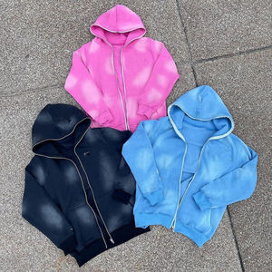 2026 En gros Joggers zippés en polaire polyester de haute qualité, délavés à l'acide, à épaules tombantes, épais, personnalisés, pour adultes, hiver, décontractés - Product Image 3