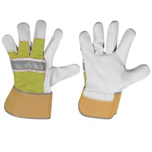 Gants de sécurité en cuir pour monteurs canadiens, en cuir de vachette grainé fluorescent, résistants à la chaleur, gants de travail industriels certifiés CE - Product Image 4