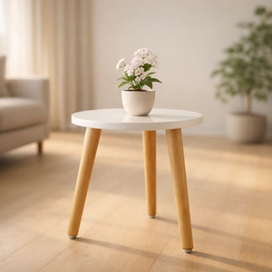 Table pliante en bois vintage élégante, plateau rond, bois massif, table d'appoint portable, meubles rustiques pour la maison, table de chevet - Product Image 1