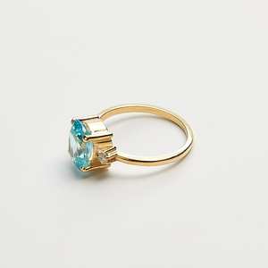 Anillo Ovalado de Plata de Ley 925 Chapado en Oro de 14K con Topacio Azul, Piedra de Nacimiento de Agosto, Regalo Elegante para Ella, Boda - Product Image 2