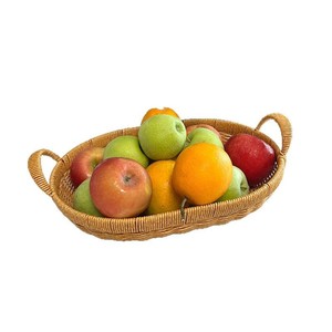 Großhandel Handgewebtes PP-<span class=keywords><strong>Rattan</strong></span> Aufbewahrungstablett Ovaler Korb Brot- und Speiseplatte Obst- und Kuchenplatte Serviertablett - Product Image 5