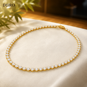 925 <b>Sterling</b> <b>Silver</b> Vintage Round Brilliant Shape Classic Moissanite Link Chain Engagement <b>Necklace</b> - Product Image 4