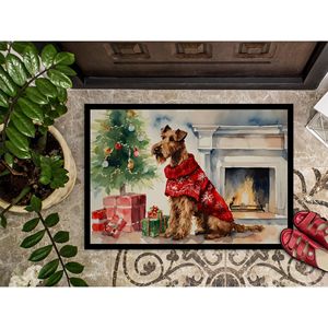 Irish Terrier Cozy Christmas Paillasson Antidérapant Lavable Low Pile 24H X 36W Intérieur Extérieur Tapis D'entrée pour Porte D'entrée - Product Image 3