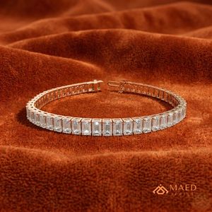 กำไลข้อมือเทนนิสทรงมรกตประดับมอสซาไนต์สีโรสโกลด์สำหรับผู้หญิง สร้อยข้อมือแฟชั่นดีไซน์หรูหรา เหมาะเป็นของขวัญวันครบรอบแต่งงาน สไตล์สง่างาม - Product Image 2