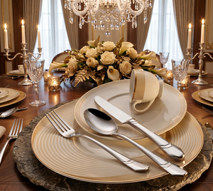 Custom Design Wholesale Manufacturer Metal Stainless Steel Dinnerware Designer Spoon Knife Fork Cutlery Flatware <b>Set</b> for Hotels - Product Image 1
