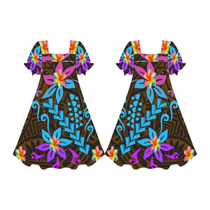 Polyester Printed Floral Polynesian Eco-Friendly Anti-Wrinkle Breathable Mumu Dress Women Custom Sublimated Print custom - Product Image 6